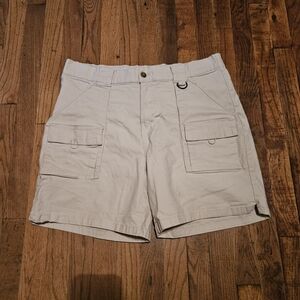 Men's Ocean Coast Cargo White Shorts Size Large Elastic Waistband Outdoor Summer